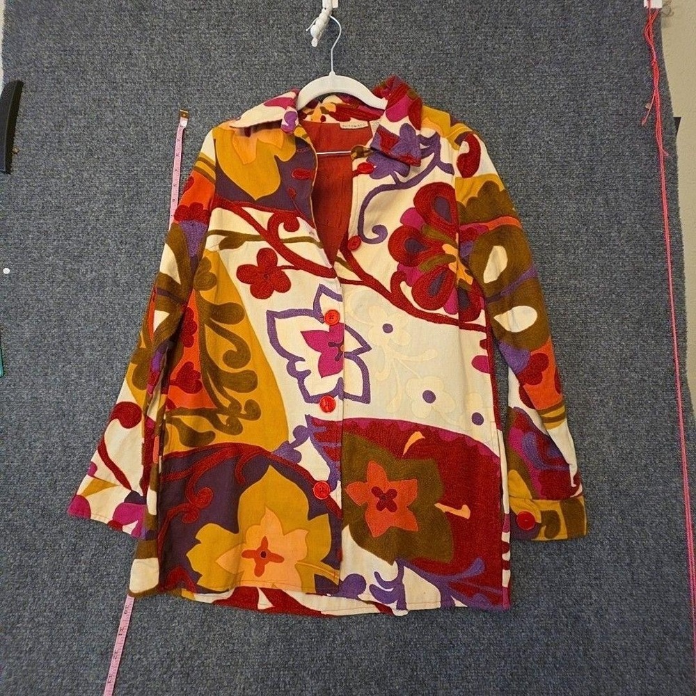 Putumayo Jacket Womens Small Multicolor Floral Button Lined Embroidered Boho